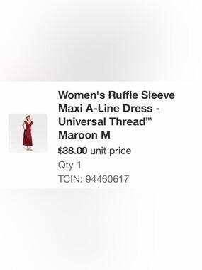 Universal Thread Maroon Ruffle-Sleeve Maxi Dress